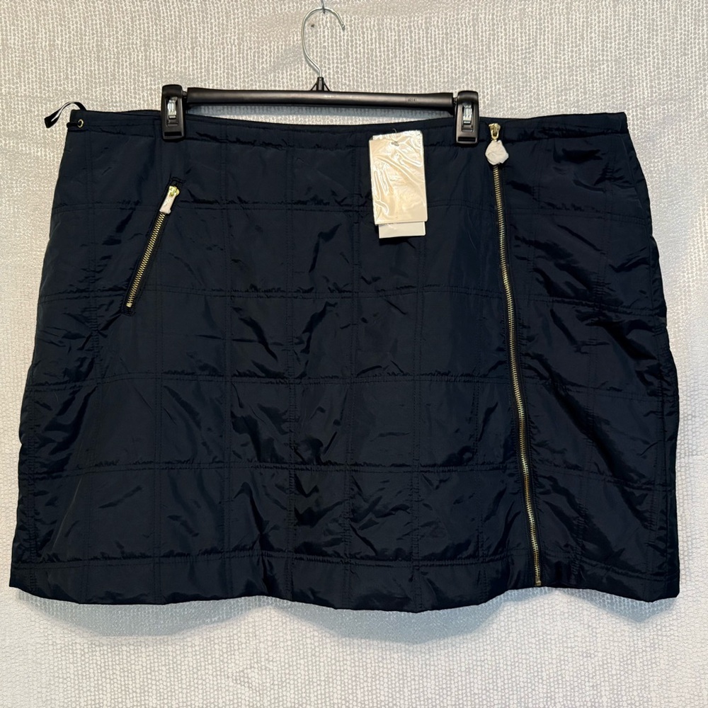 Mariah Carey Quilted Navy Gold Zipper Skirt Short Plus Size 3x NWT